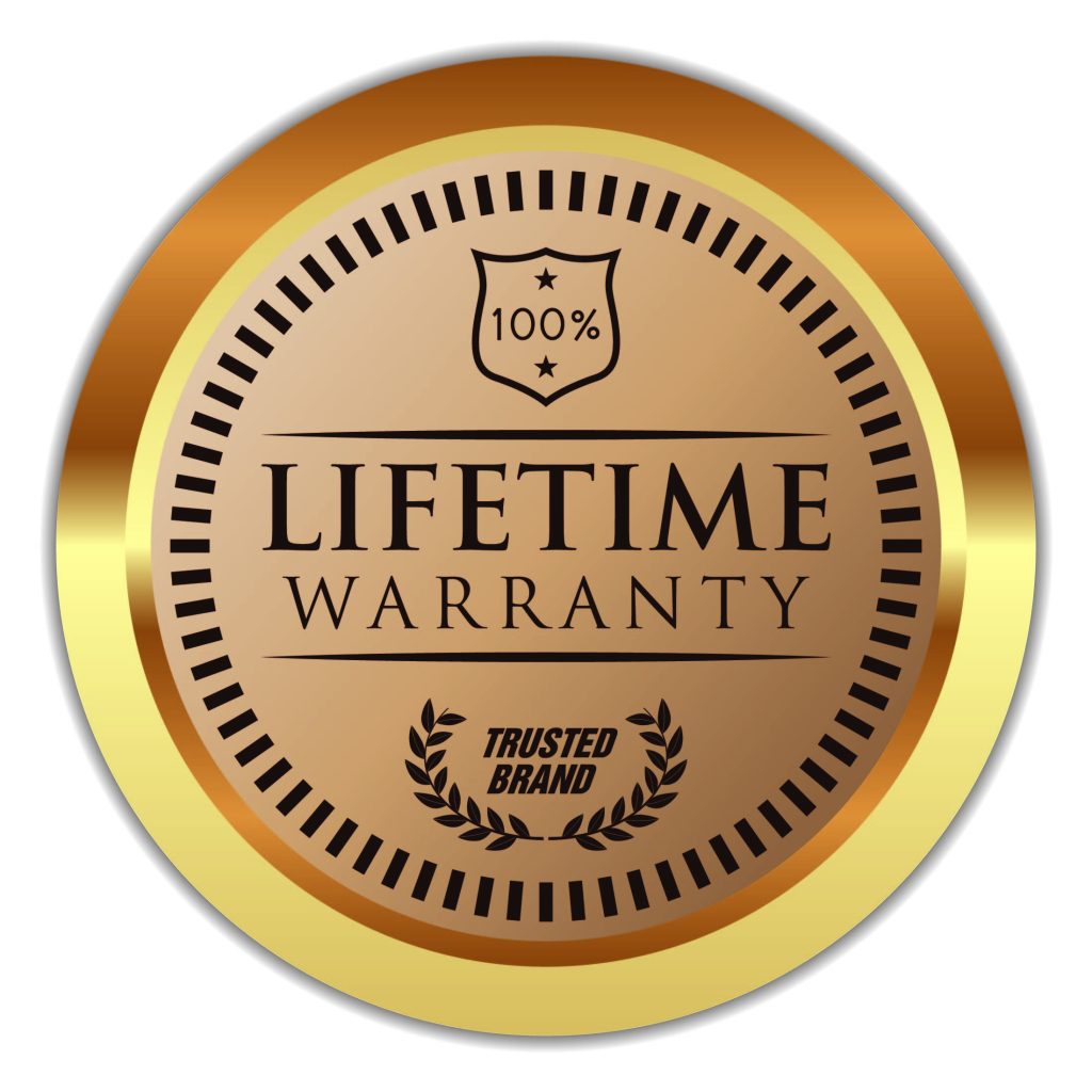 EcoTek lifetime warranty badge in gold and bronze, ensuring lifetime coverage for EcoTek 2200 and 3200 Series windows